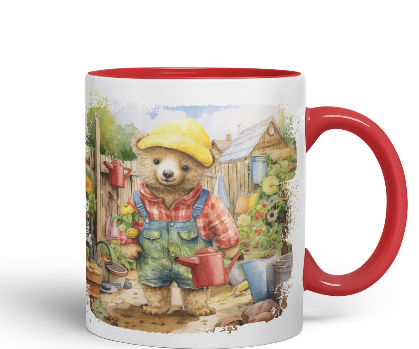 Vixar Teddy Bear Gardener Men Garden Ceramic Mug Coloured Mug Cup Gift Birthday Work Office Tea Coffee