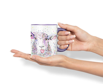 Vixar Sheep Eve Farm Animals Watercolour Art Coloured Mug Cup Gift Birthday Work Office Tea Coffee