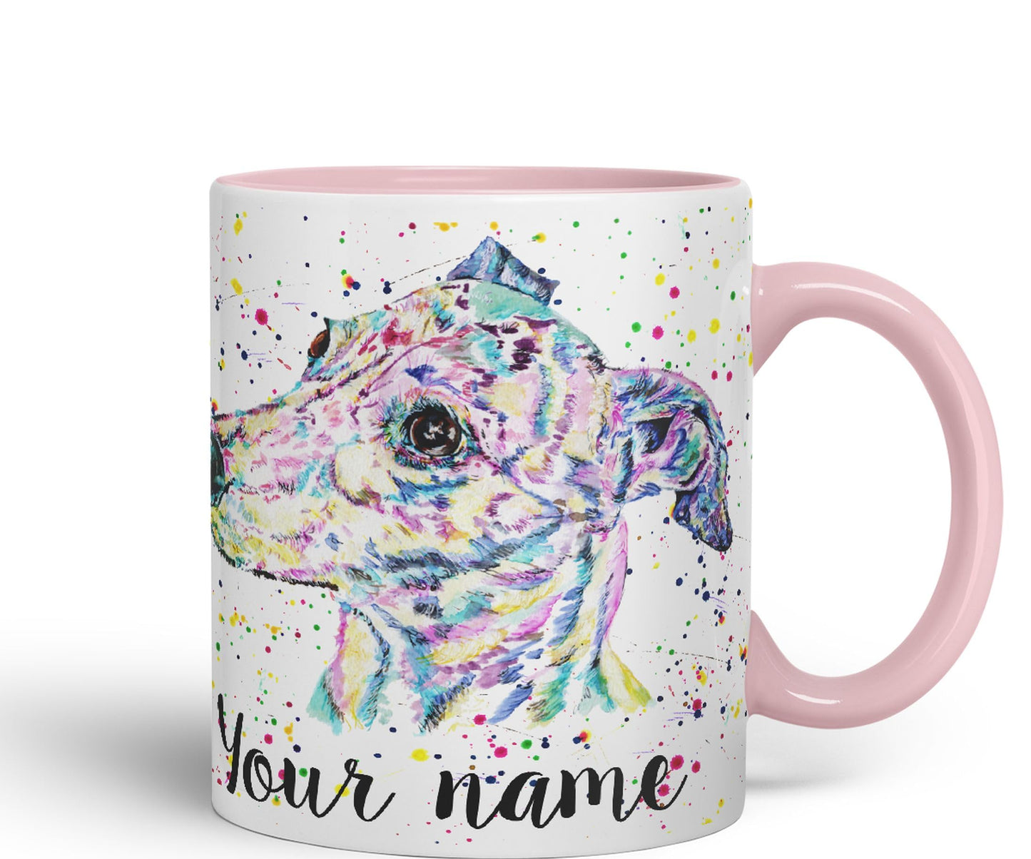 Vixar Personalised with Your Text Greyhound Racing Dog Pet Watercolour Art Coloured Ceramic Mug Cup Gift 330ml 11oz Custom Work Office Tea Coffee