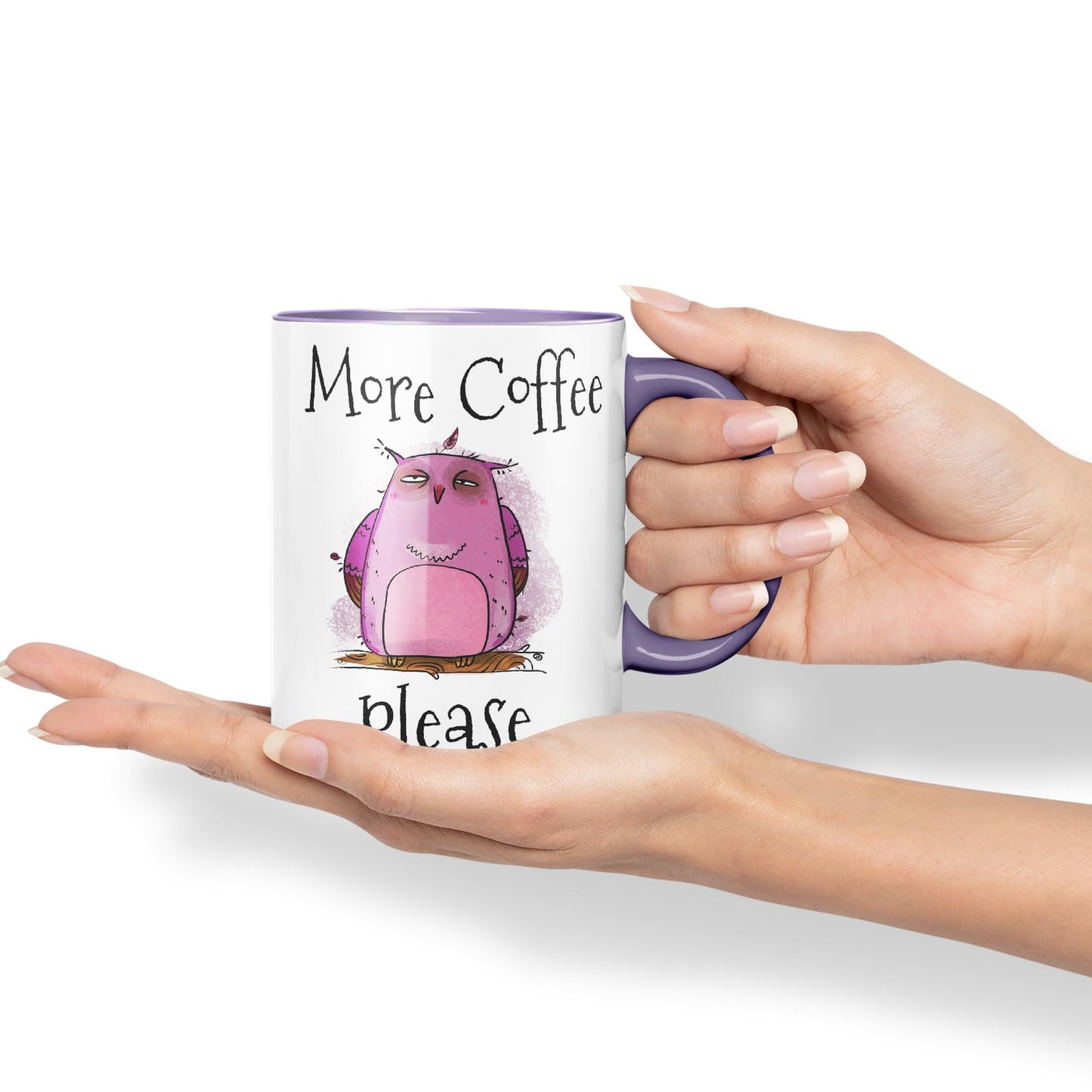 Vixar More Coffee Please owl Ceramic Coloured Mug Cup Gift Tea Coffee Christmas Office Home Joke Sarcastic