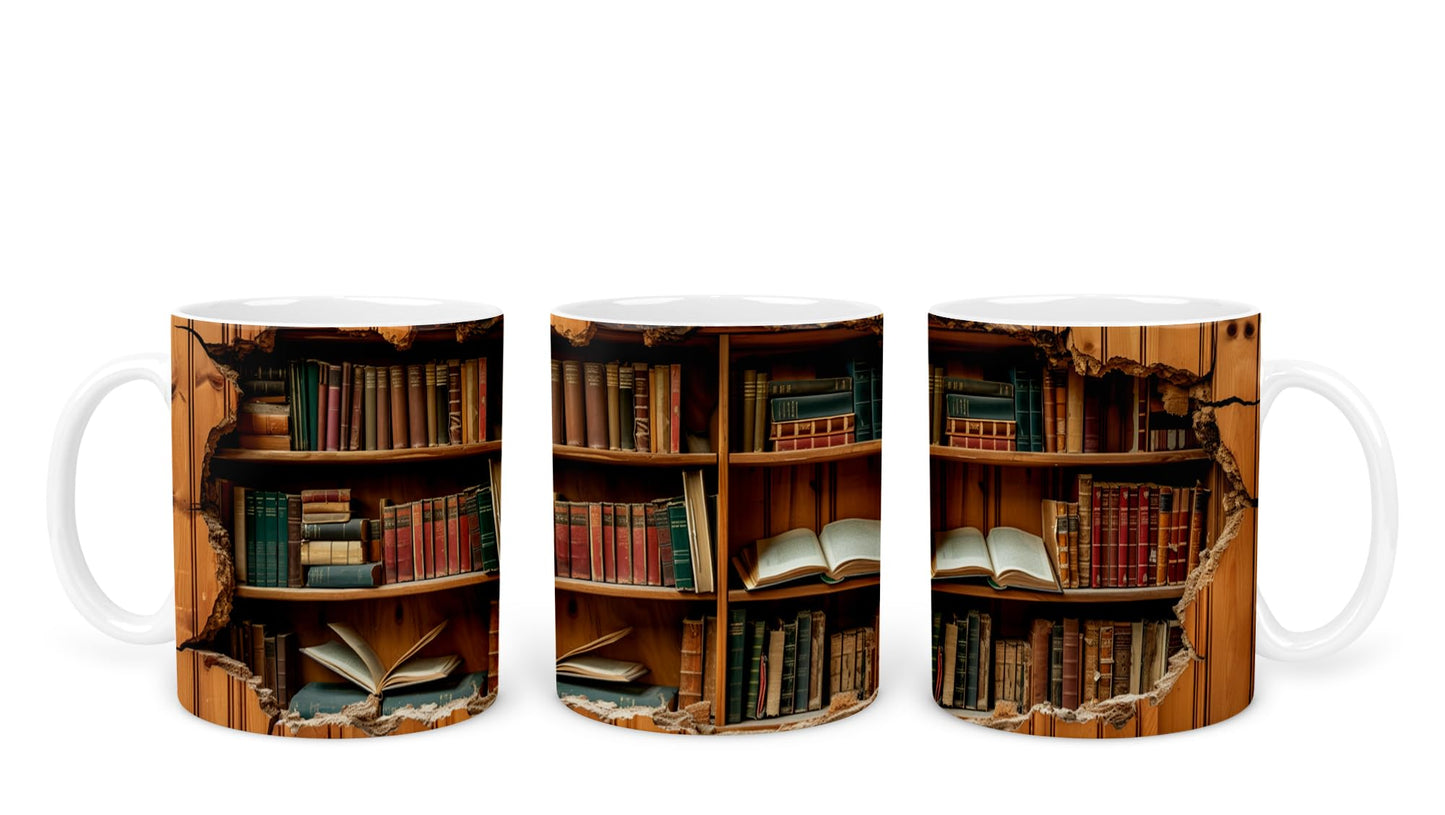 Vixar Book Wall Mug Ceramic Mug Cup Gift for Reading Lovers, 10oz V1