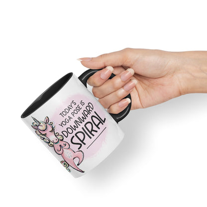 Today's Yoga Pose is Downward Spiral Unicorn Sarcastic Joke Ceramic Coloured Mug Cup for Tea Coffee Hot Brew 330ml 11 Oz Gift