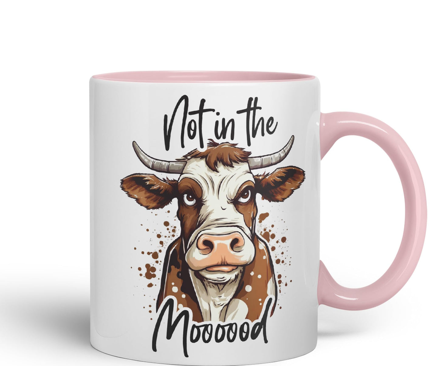 Not in The Moooood Cow Joke sarkasm Sarcastic Ceramic Coloured Mug Cup for Tea Coffee Hot Brew 330ml 11Oz Gift