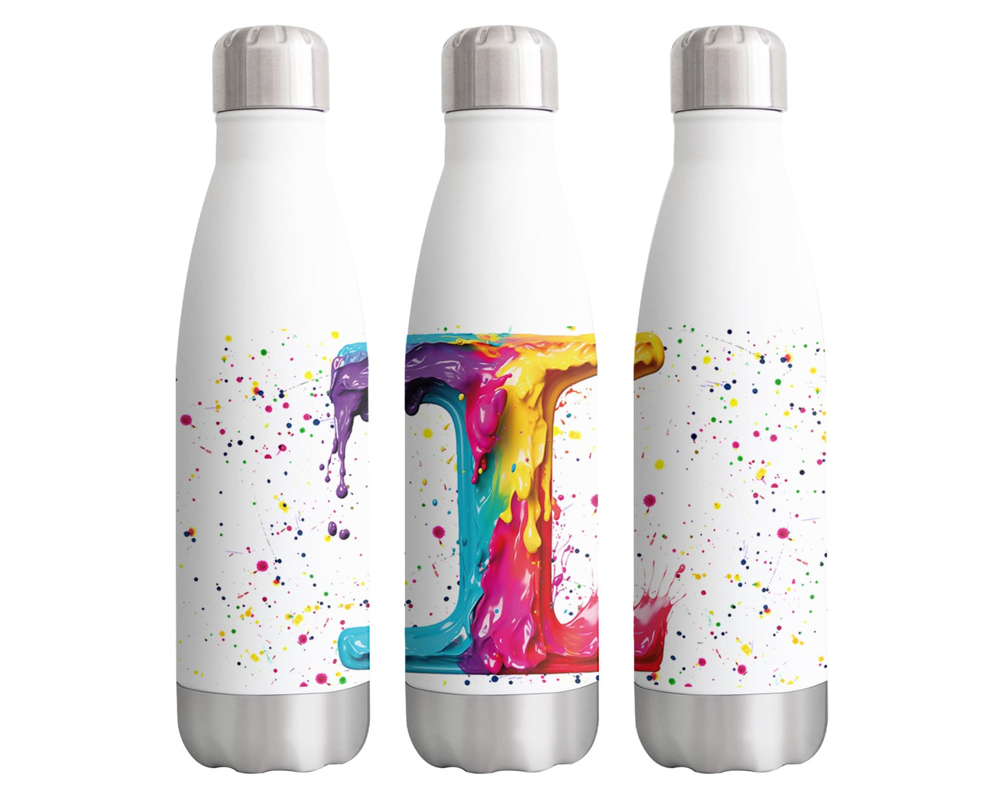 Letters Alphabet A-Z Monogram Watercolour Bottle double Wall insulated Stainless steel sport Drinks 500ml