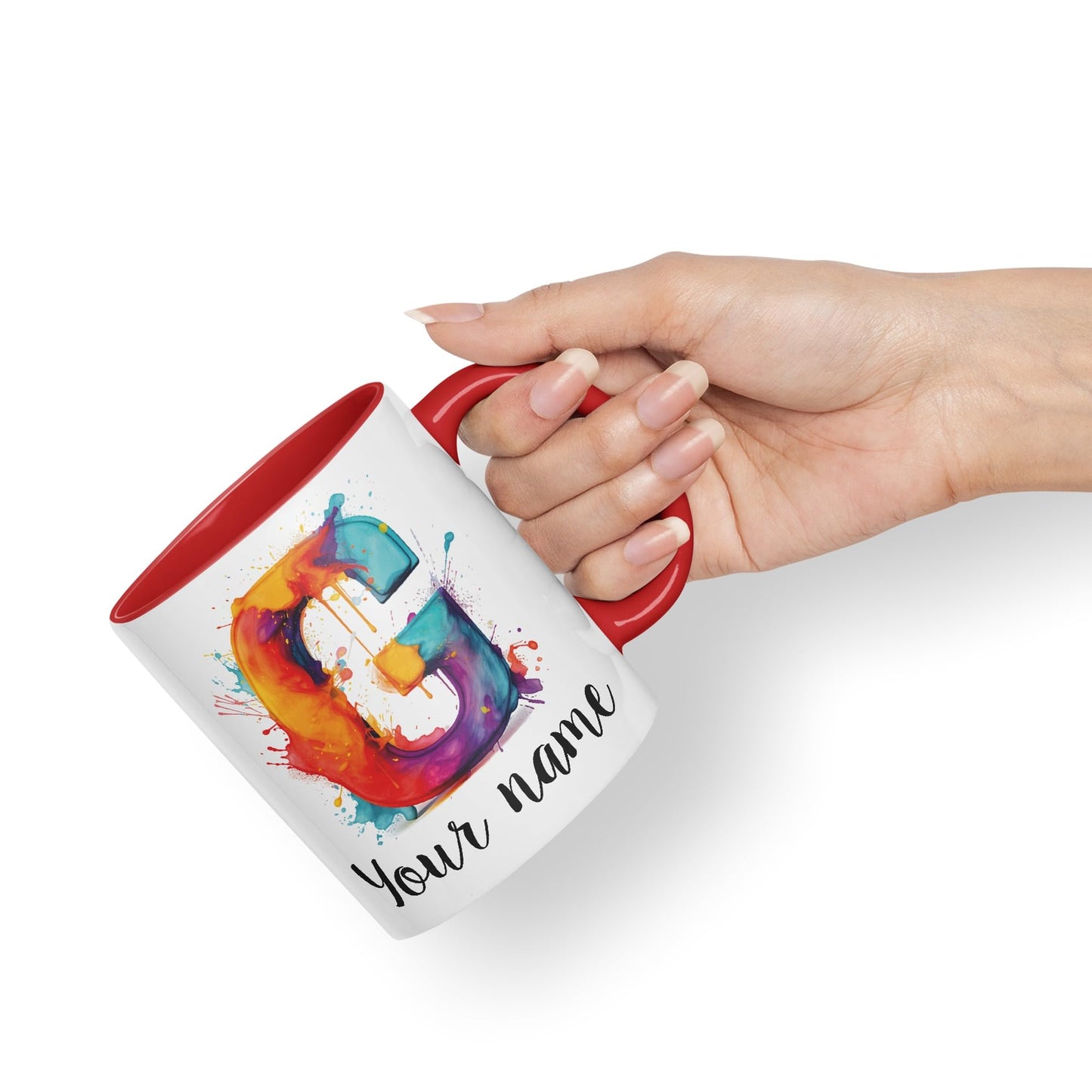 Personalised Letter G mug, Alphabet cusomized custom your Letter G Monogram watercolour Ceramic Coloured Mug Cup for Tea Coffee Hot brew 330ml 11Oz Gift