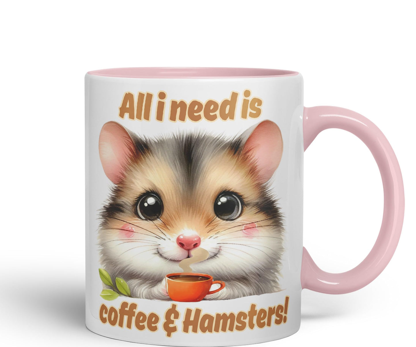 All I Needs is Coffee & Hamster Joke sarkasm Sarcastic Ceramic Coloured Mug Cup for Tea Coffee Hot Brew 330ml 11Oz Gift