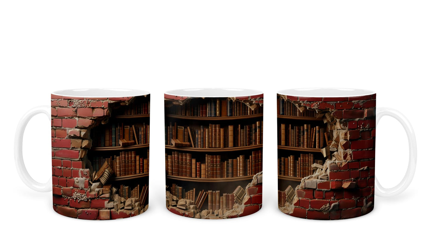 Vixar Book Wall Mug Ceramic Mug Cup Gift for Reading Lovers, 10oz V1