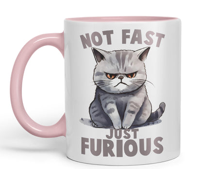 Not Fast just Furious, cat Sarcastic Joke Ceramic Coloured Mug Cup for Tea Coffee Hot Brew 330ml 11Oz