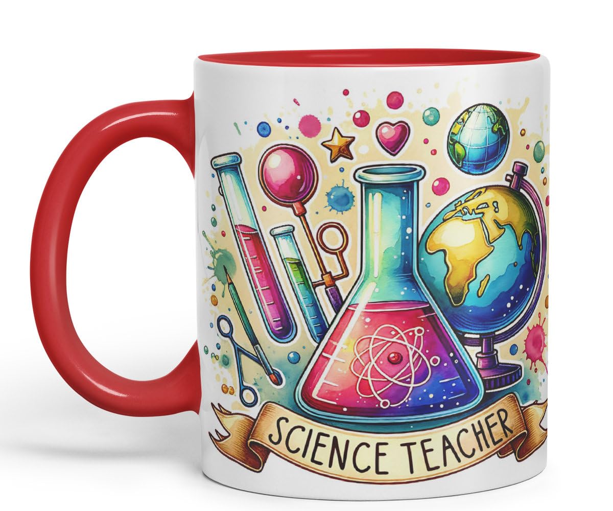 Vixar Science Teacher Teacher Mug Thank You, End of School Gift Ceramic Coloured Mug Cup for Tea Coffee Hot Brew 330ml 11Oz Gift
