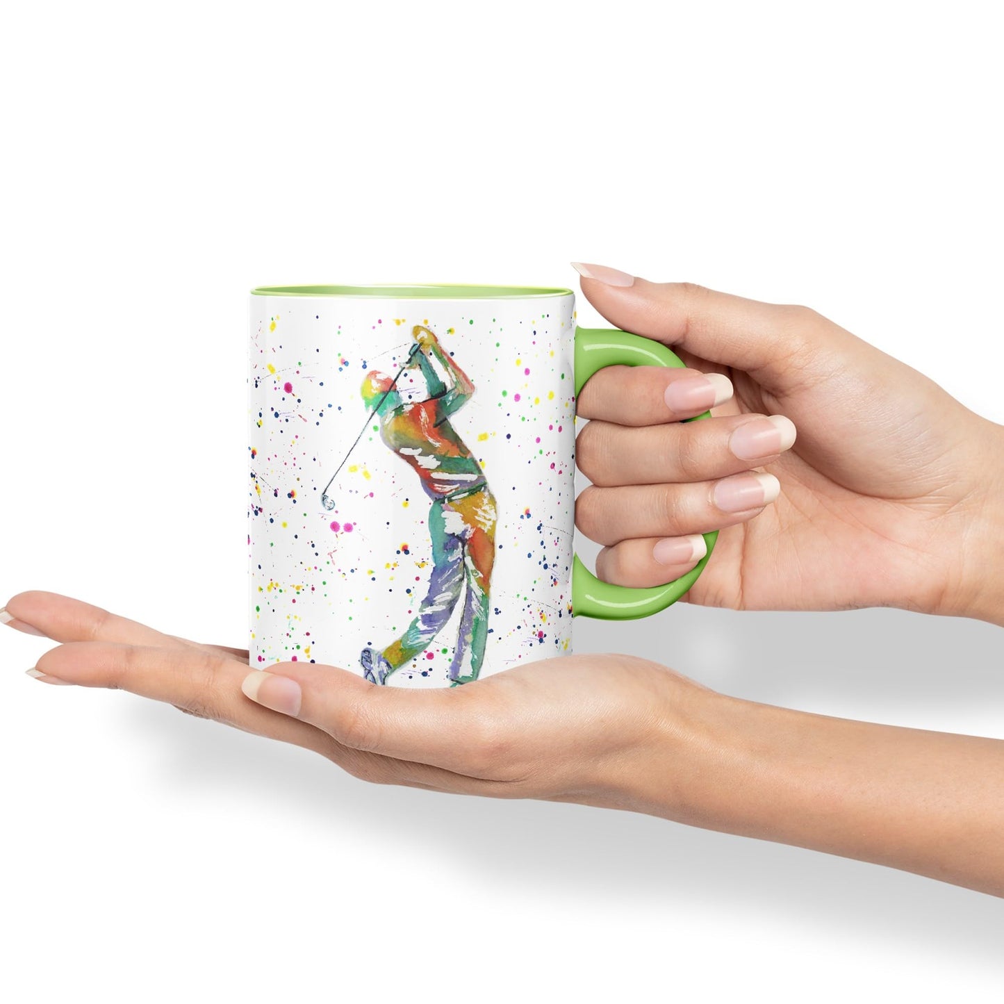 Golfer Golf Sport Watercolour hobby Ceramic Coloured Mug Cup for Tea Coffee Hot brew 330ml 11Oz Gift