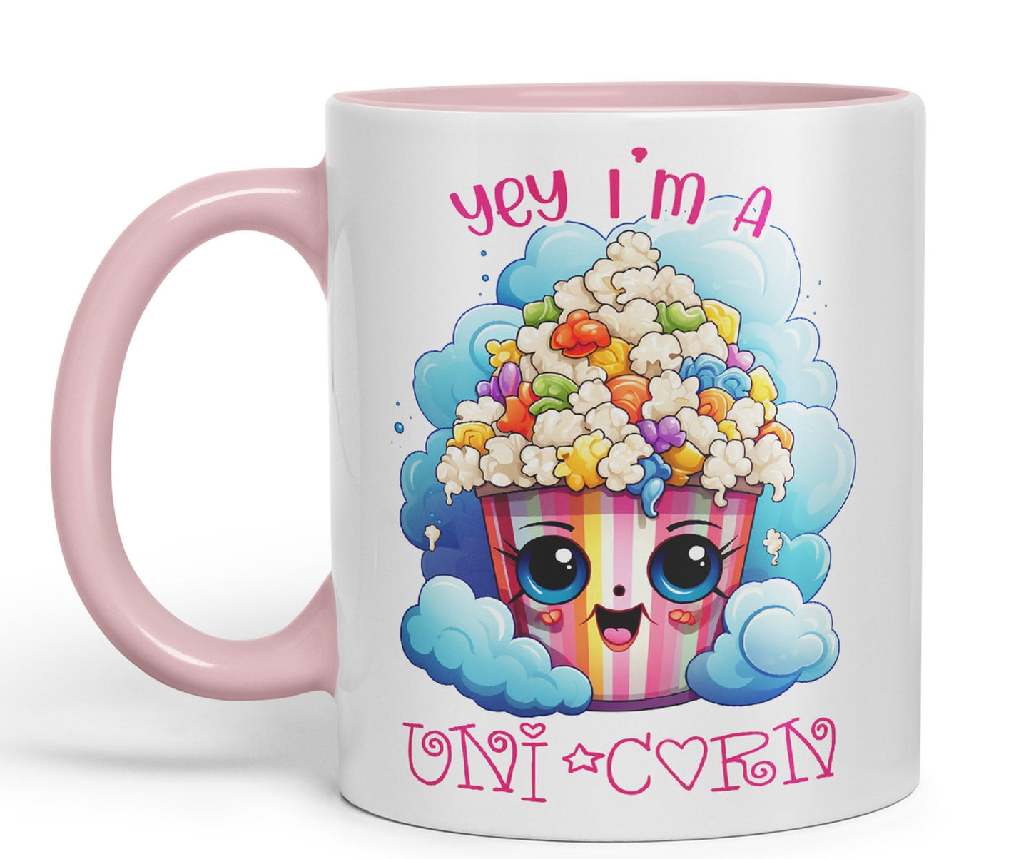 Yey I'm a Unicorn Popcorn Joke sarkasm Sarcastic Ceramic Coloured Mug Cup for Tea Coffee Hot Brew 330ml 11Oz Gift