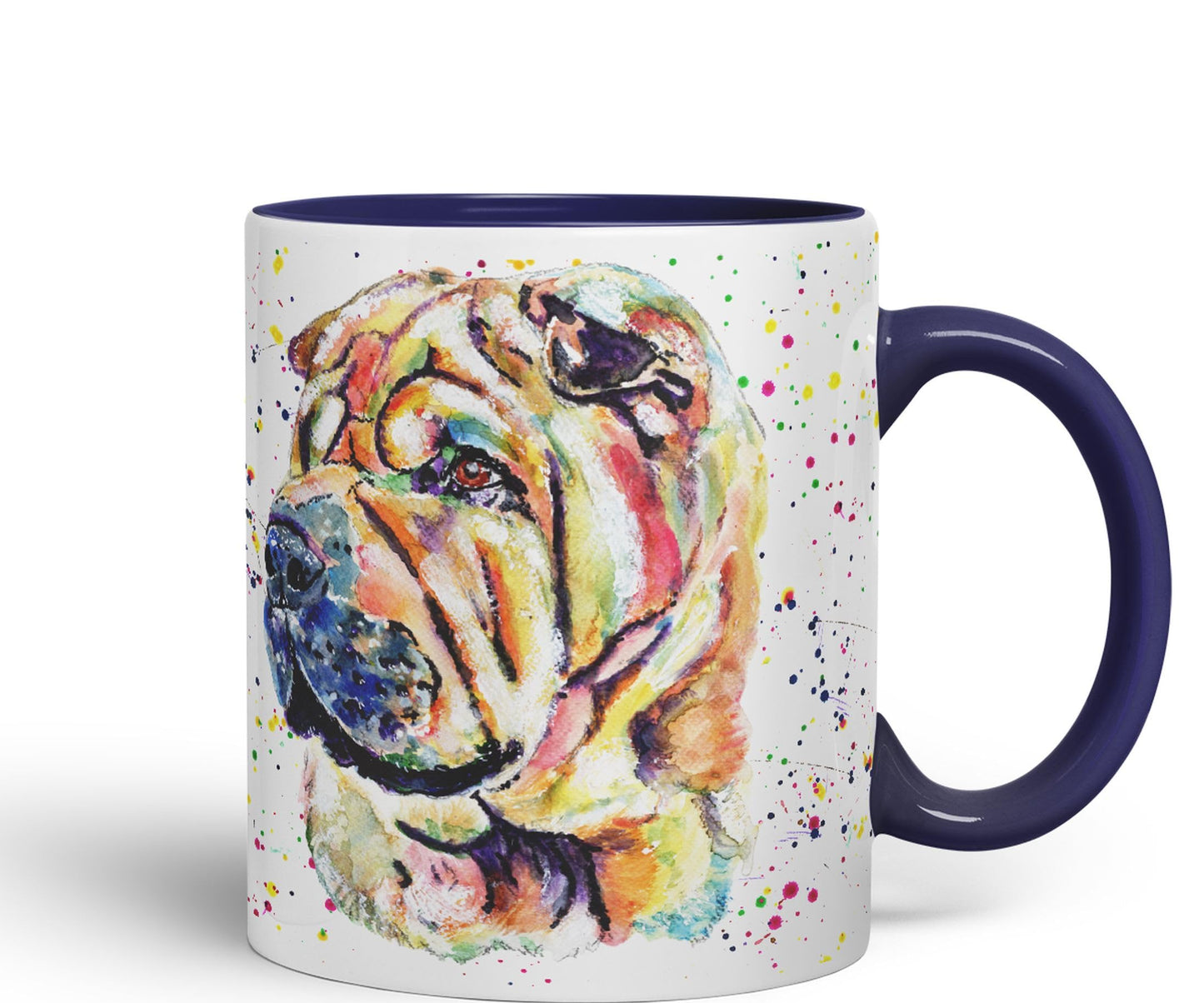 Vixar Shar Pei Wrinkly Chinese Dog Pet Animal Watercolour Art Coloured 330 ml Mug Cup Gift Birthday Work Office Tea Coffee