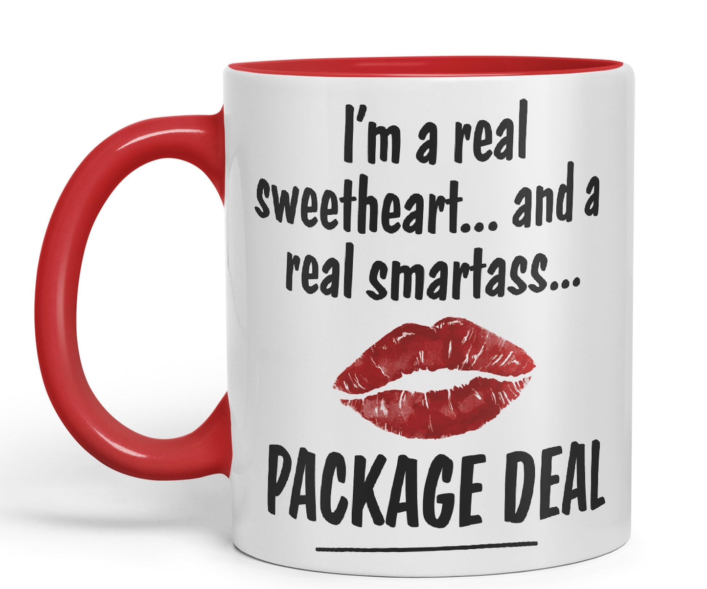I'm a Real Seetheart … and a Real Smartass.. Package Deal Joke Sarcastic bee Ceramic Coloured Mug Cup for Tea Coffee Hot Brew 330ml 11Oz