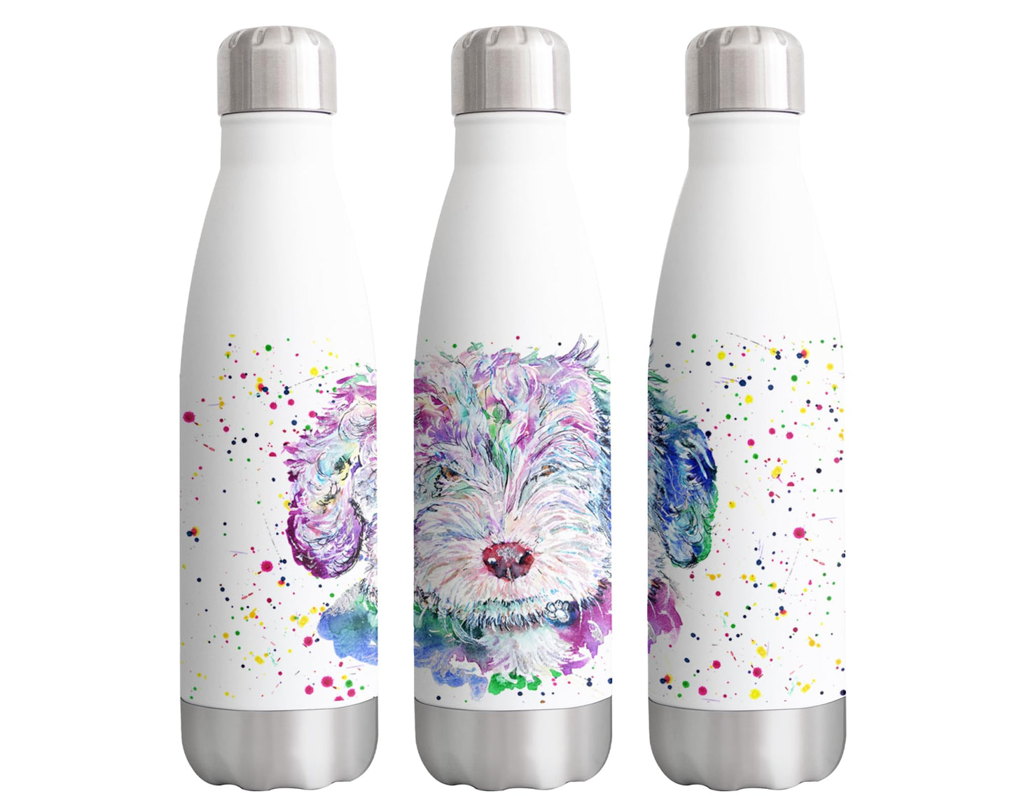 Cockerpoo Dog Pet Animals Watercolour Bottle Double Wall Insulated Stainless Steel Sport Drinks 500ml