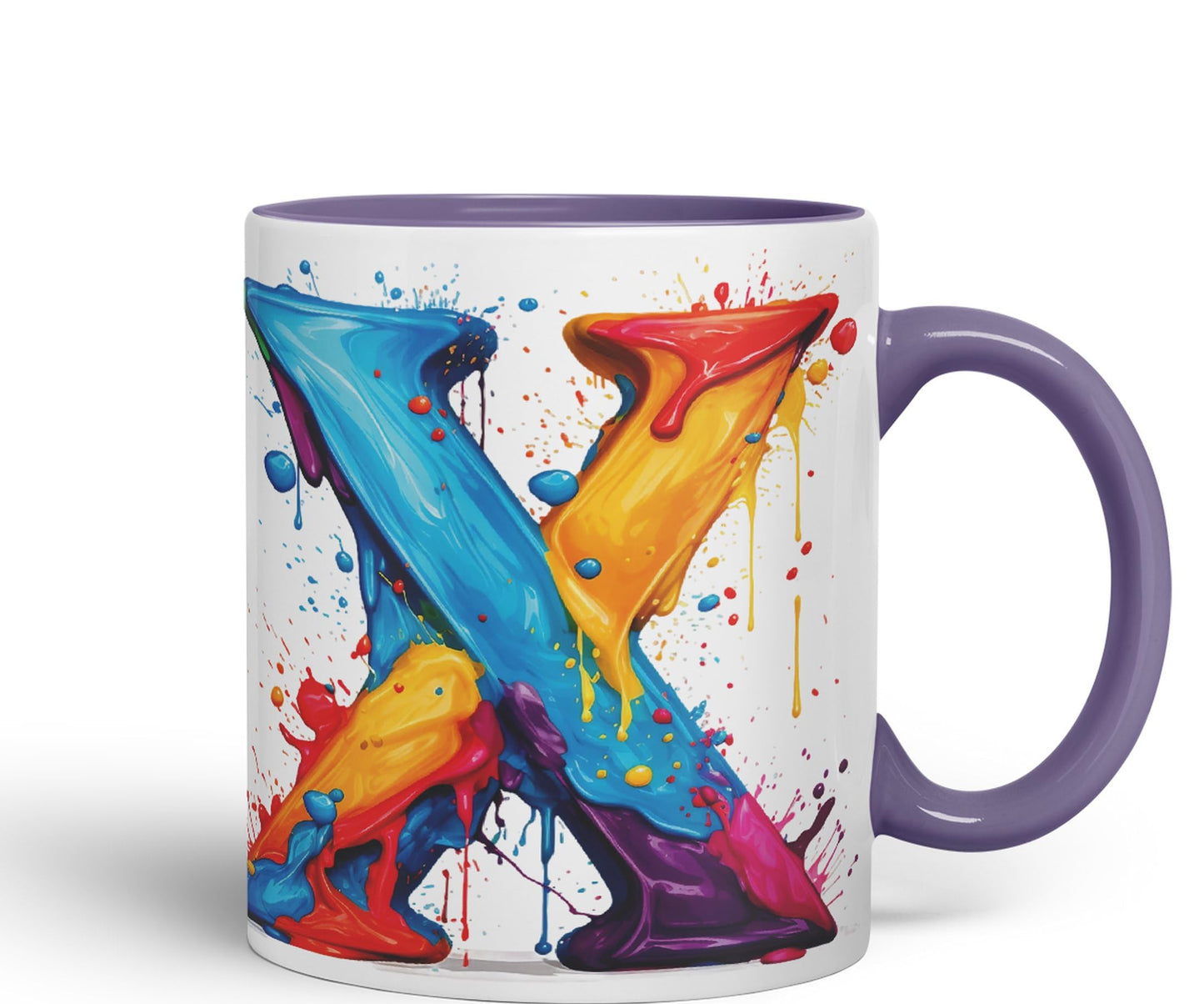 Letter X mug, Alphabet Letter X Monogram watercolour Ceramic Coloured Mug Cup for Tea Coffee Hot brew 330ml 11Oz Gift