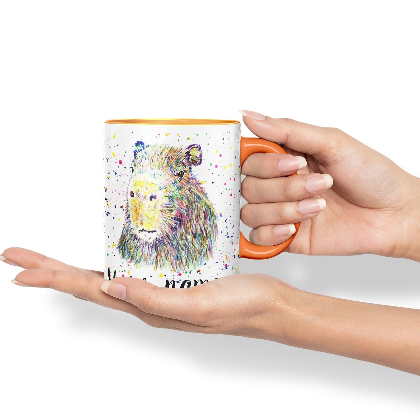 Vixar Personalised with Your Text Capybara Rodent Pet Watercolour Art Coloured Ceramic Mug Cup Gift 330ml 11oz Custom Work Office Tea Coffee