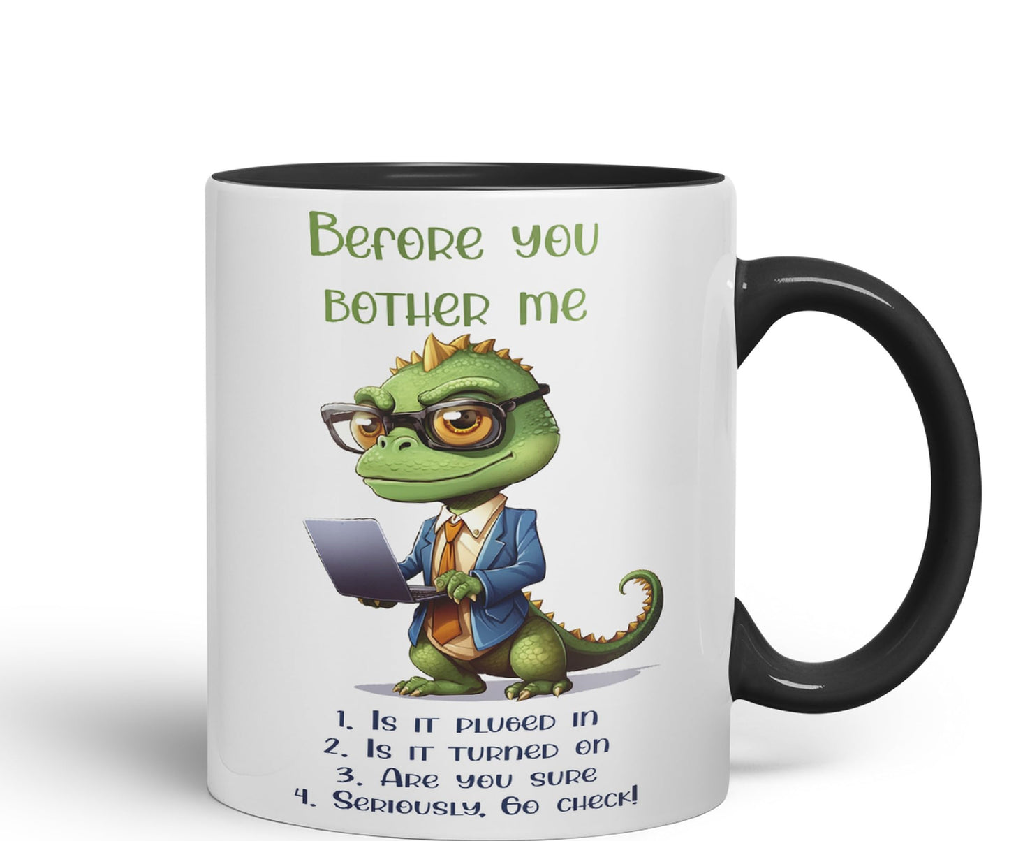 Before You Bother me Crocodile Joke sarkasm Sarcastic Ceramic Coloured Mug Cup for Tea Coffee Hot Brew 330ml 11Oz Gift