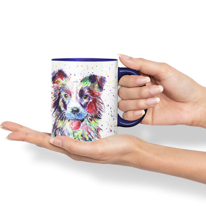 Vixar Border Collie Dog Pet Animals Watercolour Art Coloured 330 ml Mug Cup Gift Birthday Work Office Tea Coffee