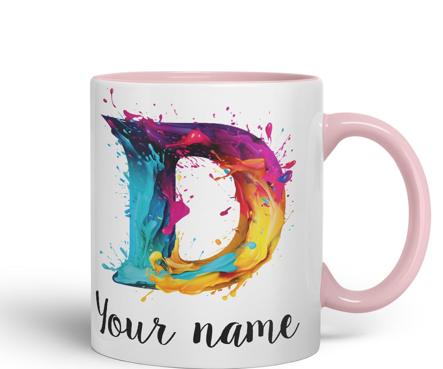 Personalised Letter D mug, Alphabet cusomized custom your Letter D Monogram watercolour Ceramic Coloured Mug Cup for Tea Coffee Hot brew 330ml 11Oz Gift