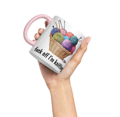 I'm Knitting f.. Off Joke Sarcastic Ceramic Coloured Mug Cup for Tea Coffee Hot Brew 330ml 11Oz