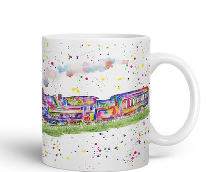 Vixar Steam Train Watercolour Art Coloured 330 ml Mug Cup Gift Birthday Work Office Tea Coffee