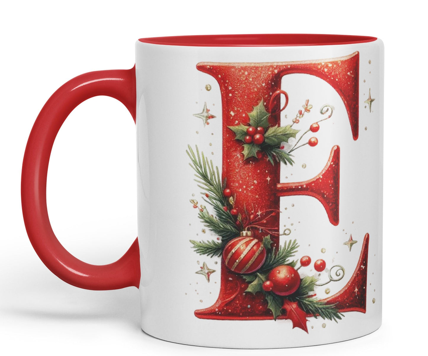 Red Letter ChristmasDesigns Alphabet Monogram Lettersjoke sarkasm Sarcastic Ceramic Coloured Mug Cup for Tea Coffee Hot Brew 330ml 11Oz Gift