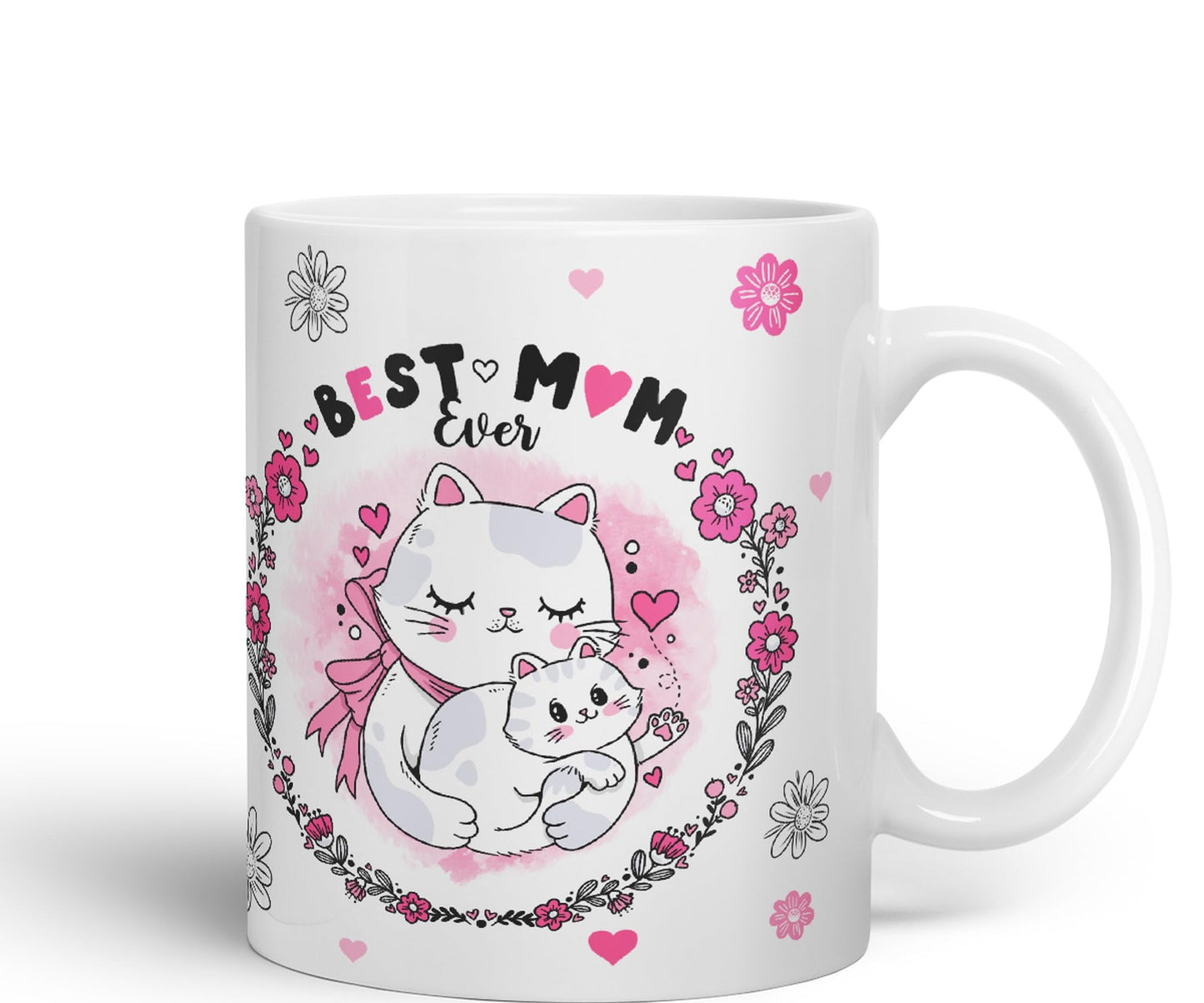 Vixar Best Mum Ever Cat with Kitten Ceramic Coloured Mug Cup Gift Tea Coffee Christmas Office Home