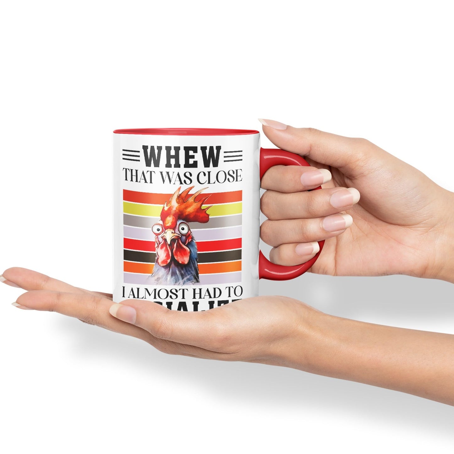 Whew That was Close I Almost had to Socialize Cockorel Rooster Sarcastic Joke Ceramic Coloured Mug Cup for Tea Coffee Hot Brew 330ml 11 Oz