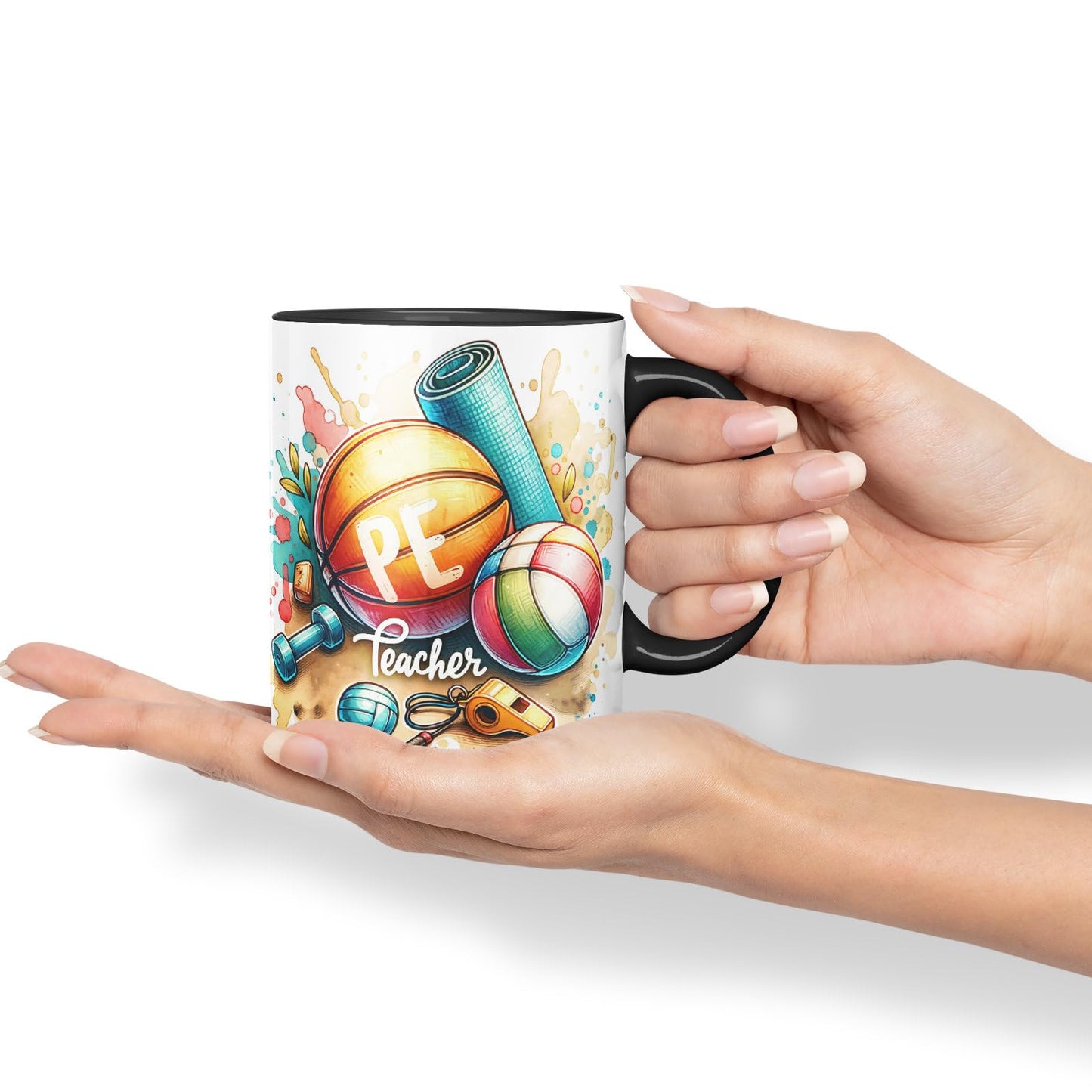 Vixar PE Teacher Mug Thank You, End of School Gift Ceramic Coloured Mug Cup for Tea Coffee Hot Brew 330ml 11Oz Gift