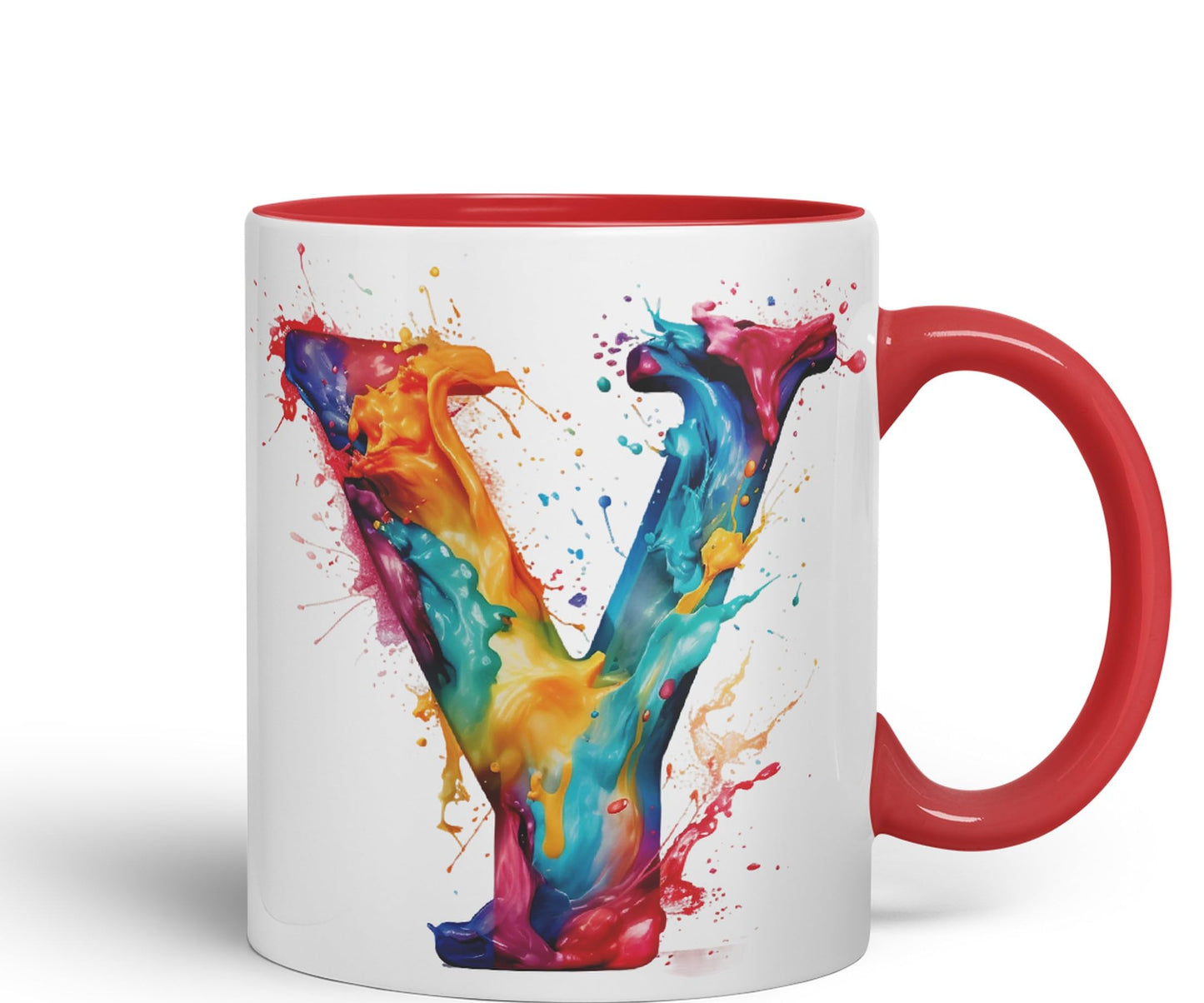 Letter Y mug, Alphabet Letter R Monogram watercolour Ceramic Coloured Mug Cup for Tea Coffee Hot brew 330ml 11Oz Gift