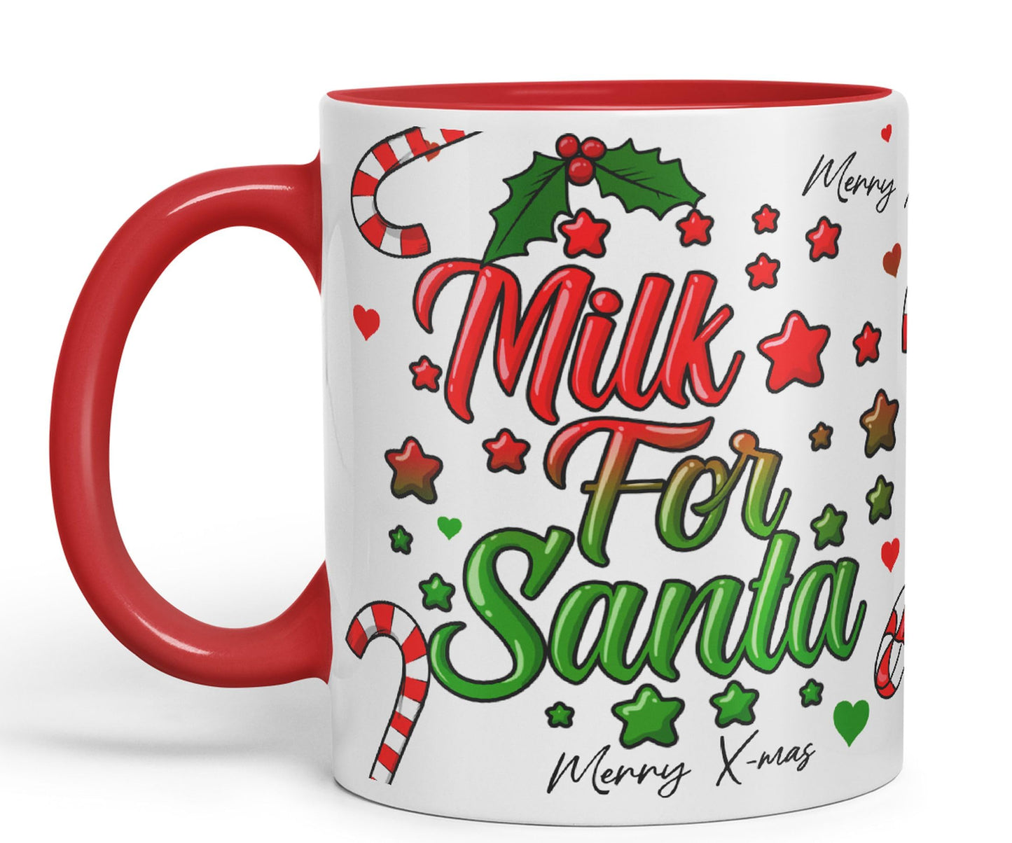 Vixar Milk for Santa Christmas Xmas Designs Tree Presents Coloured Ceramic Mug Cup Gift 330ml 11oz Work Office Tea Coffee Gift (CH3)