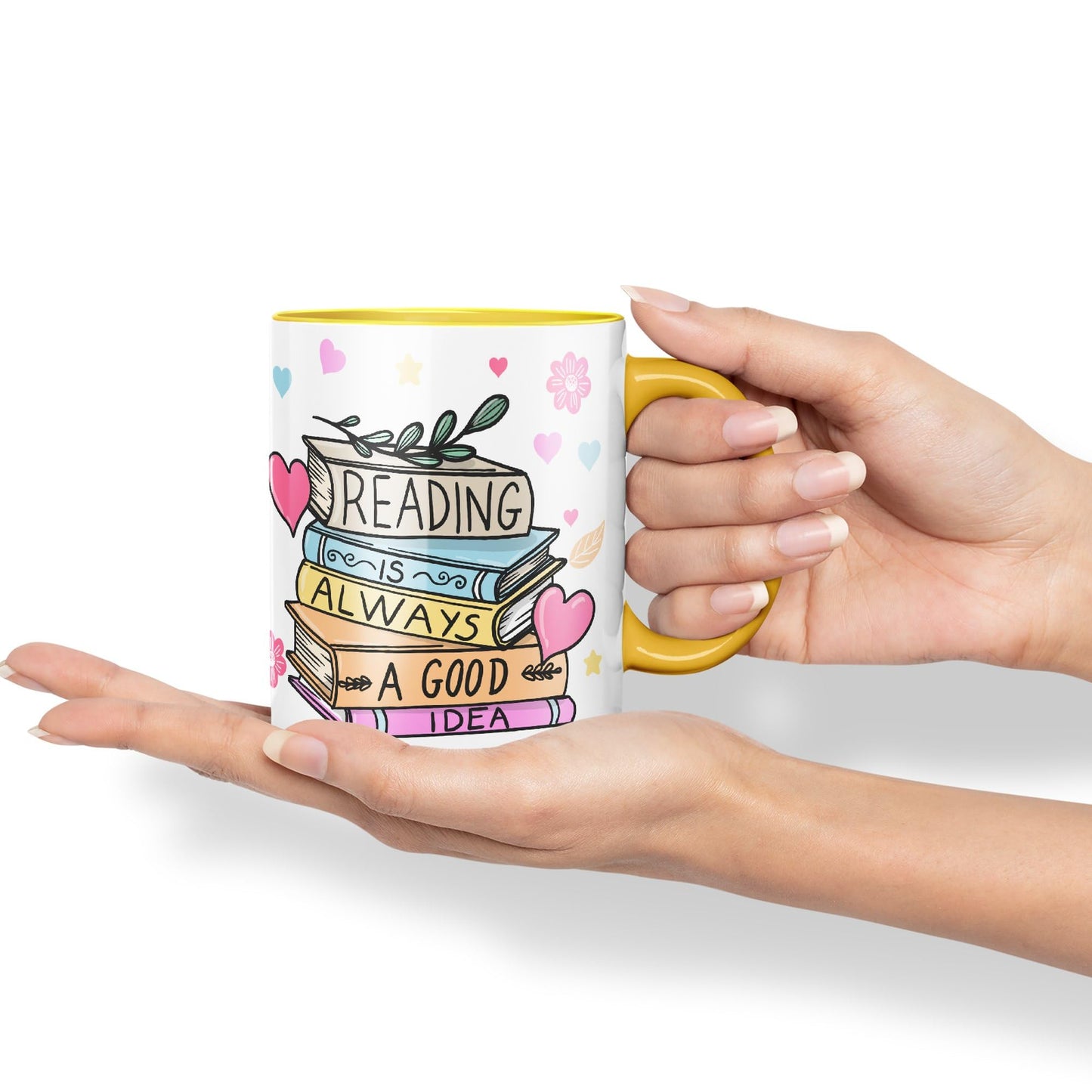 Vixar Reading is Always a Good Idea Book Reader Gift Presents Coloured Ceramic Mug Cup Gift 330ml 11oz Work Office Tea Coffee