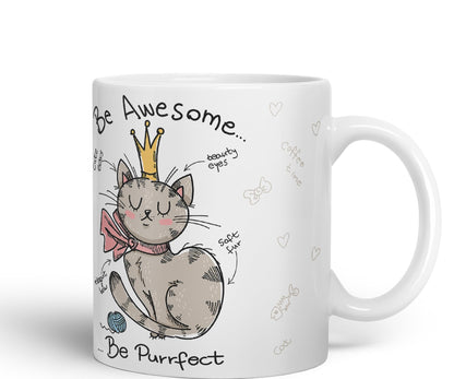 Vixar Be Awesome... Cat Ceramic Coloured Mug Cup Gift Tea Coffee Christmas Office Home Sarcastic Joke