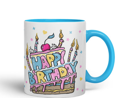 Vixar Happy Birthday Mug Cake Ceramic Coloured Mug Cup Gift Tea Coffee Christmas Office Home