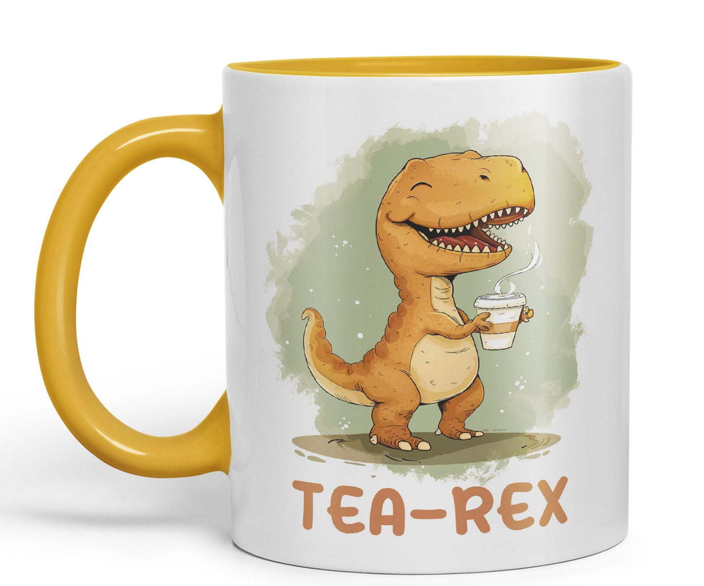 Tea-Rex, Dinosaurus, Dino Joke sarkasm Sarcastic Ceramic Coloured Mug Cup for Tea Coffee Hot Brew 330ml 11Oz Gift