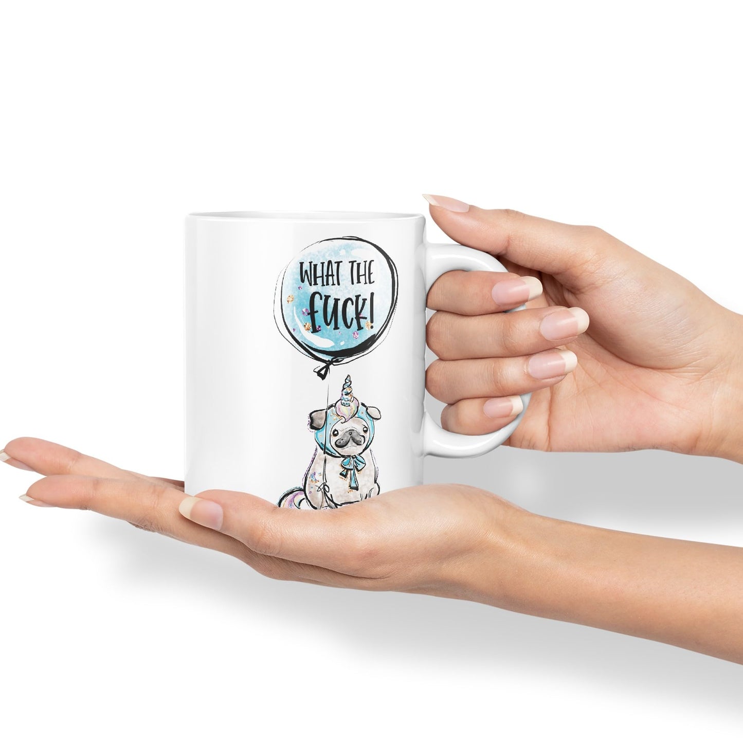 What The f…. Dog Unicorn Sarcastic Joke Gift Ceramic Coloured Mug Cup for Tea Coffee Hot Brew 330ml 11Oz