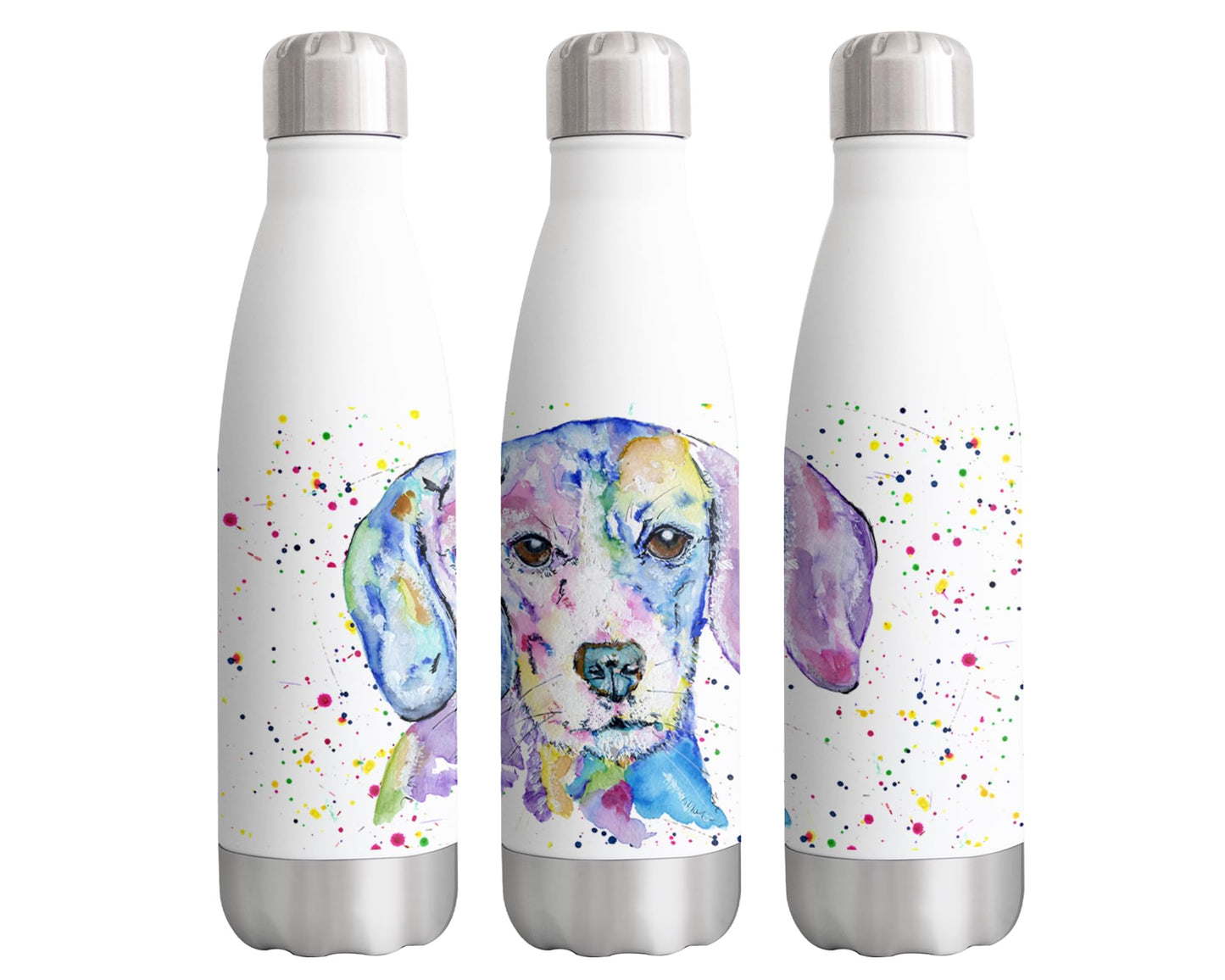 Vixar Beagle Hound dog Pet Animals Watercolour Bottle double Wall insulated Stainless steel sport Drinks 500ml