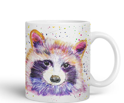 Racoon animals Watercolour Ceramic Coloured Mug Cup for Tea Coffee Hot brew 330ml 11Oz Gift