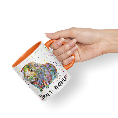Vixar Personalised with Your Text Guinea Pig Short Haired Pet Watercolour Art Coloured Ceramic Mug Cup Gift 330ml 11oz Custom Work Office Tea Coffee