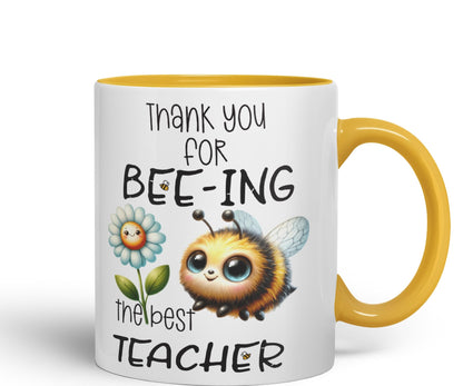 Teacher Thank You for Bee-ing The best teacher Ceramic Coloured Mug Cup for Tea Coffee Hot brew 330ml 11Oz