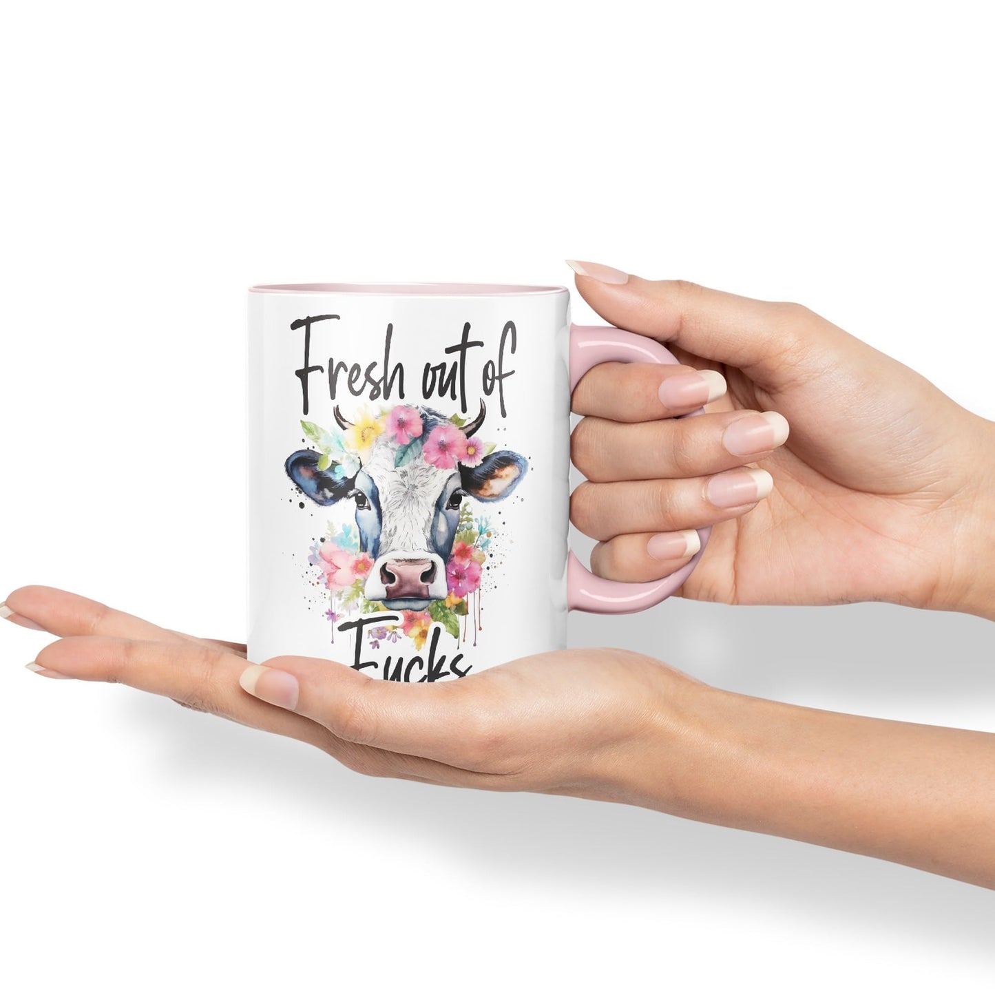 Fresh Out of Fu Cow Joke sarkasm Sarcastic Ceramic Coloured Mug Cup for Tea Coffee Hot Brew 330ml 11Oz Gift