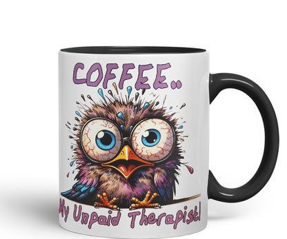 Coffee My Unpaid Therapist! Bird Joke sarkasm Sarcastic Ceramic Coloured Mug Cup for Tea Coffee Hot Brew 330ml 11Oz Gift