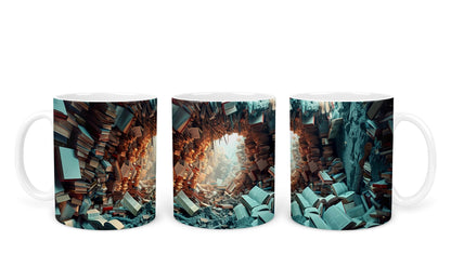 Vixar Book Wall Mug Ceramic Mug Cup Gift for Reading Lovers, 10oz V1