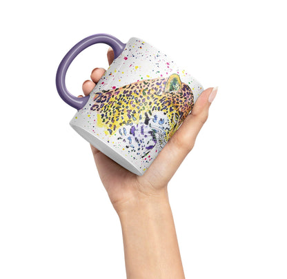 Jaguar Big Cat Safari animals Watercolour Ceramic Coloured Mug Cup for Tea Coffee Hot brew 330ml 11Oz Gift