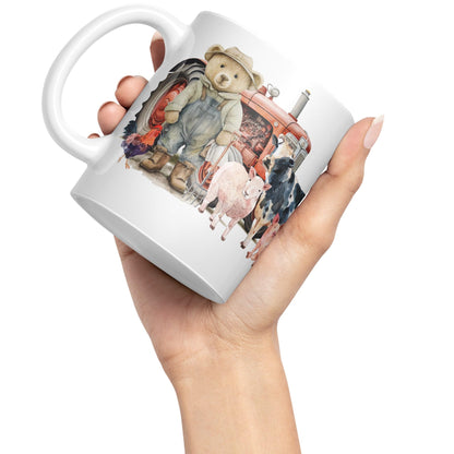 Vixar Teddy Bear Farmer Farm Tractor Ceramic Mug Coloured Mug Cup Gift Birthday Work Office Tea Coffee