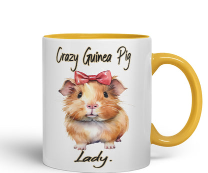 Crazy Guinea Pig Lady Joke sarkasm Sarcastic Ceramic Coloured Mug Cup for Tea Coffee Hot Brew 330ml 11Oz Gift