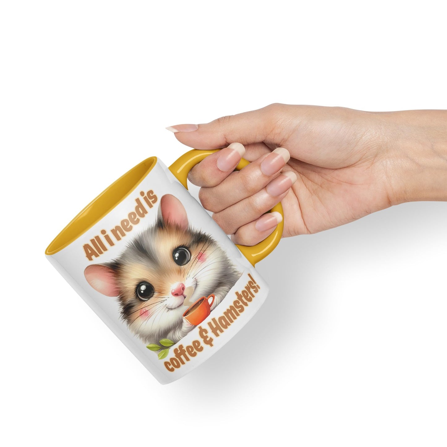 All I Needs is Coffee & Hamster Joke sarkasm Sarcastic Ceramic Coloured Mug Cup for Tea Coffee Hot Brew 330ml 11Oz Gift