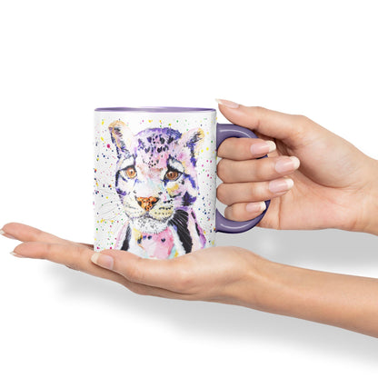 Leopart Big Cat Safari animals Watercolour Ceramic Coloured Mug Cup for Tea Coffee Hot brew 330ml 11Oz Gift