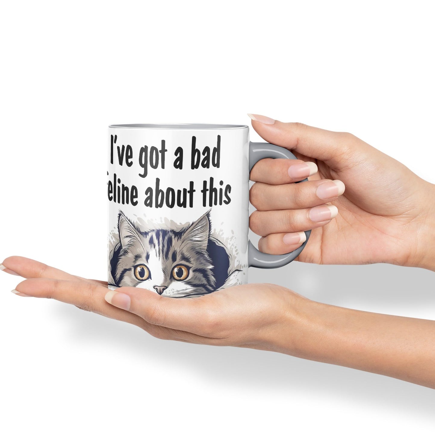 I've got a Bad Feline obout This cat Kitten Joke sarkasm Sarcastic Ceramic Coloured Mug Cup for Tea Coffee Hot Brew 330ml 11Oz Gift