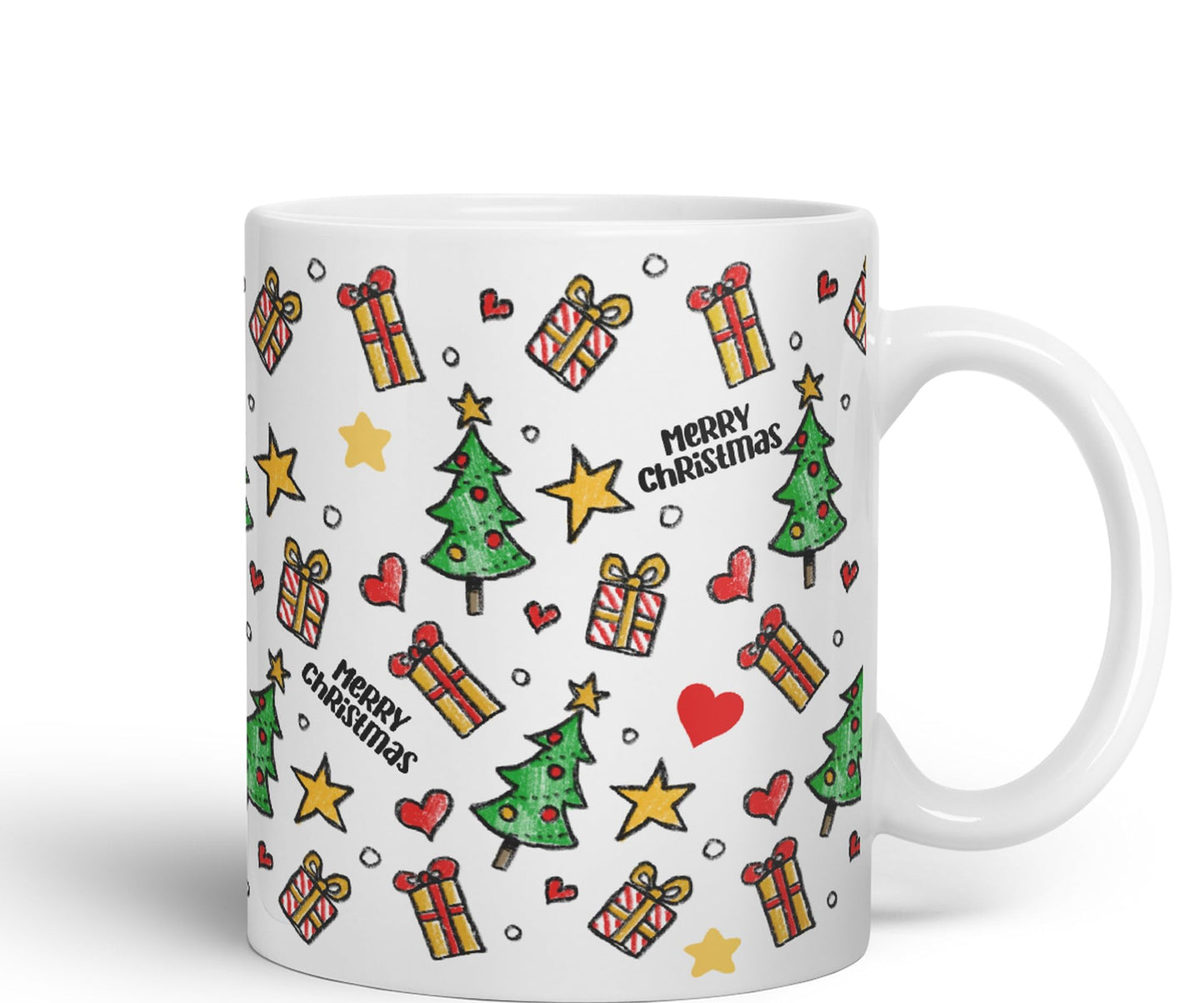 Vixar Christmas, Xmas Designs Tree Presents Coloured Ceramic Mug Cup Gift 330ml 11oz Work Office Tea Coffee Gift